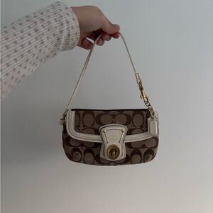 Coach Tan and Cream Signature Wristlet